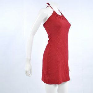 SOLD Vtg y2k RED Reptile Snake Print Halter Dress